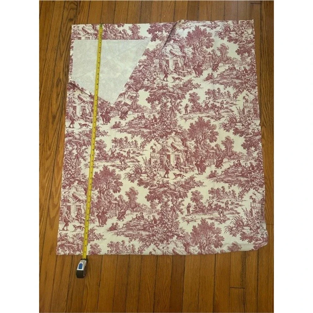 Vintage French Country Red Toile Window Treatment Set 10 Pc Cotton Made USA